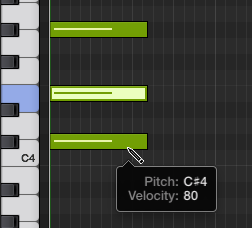 進入 MIDI Edit 視窗 （Command + 4）,選擇鉛筆工具新增音符。