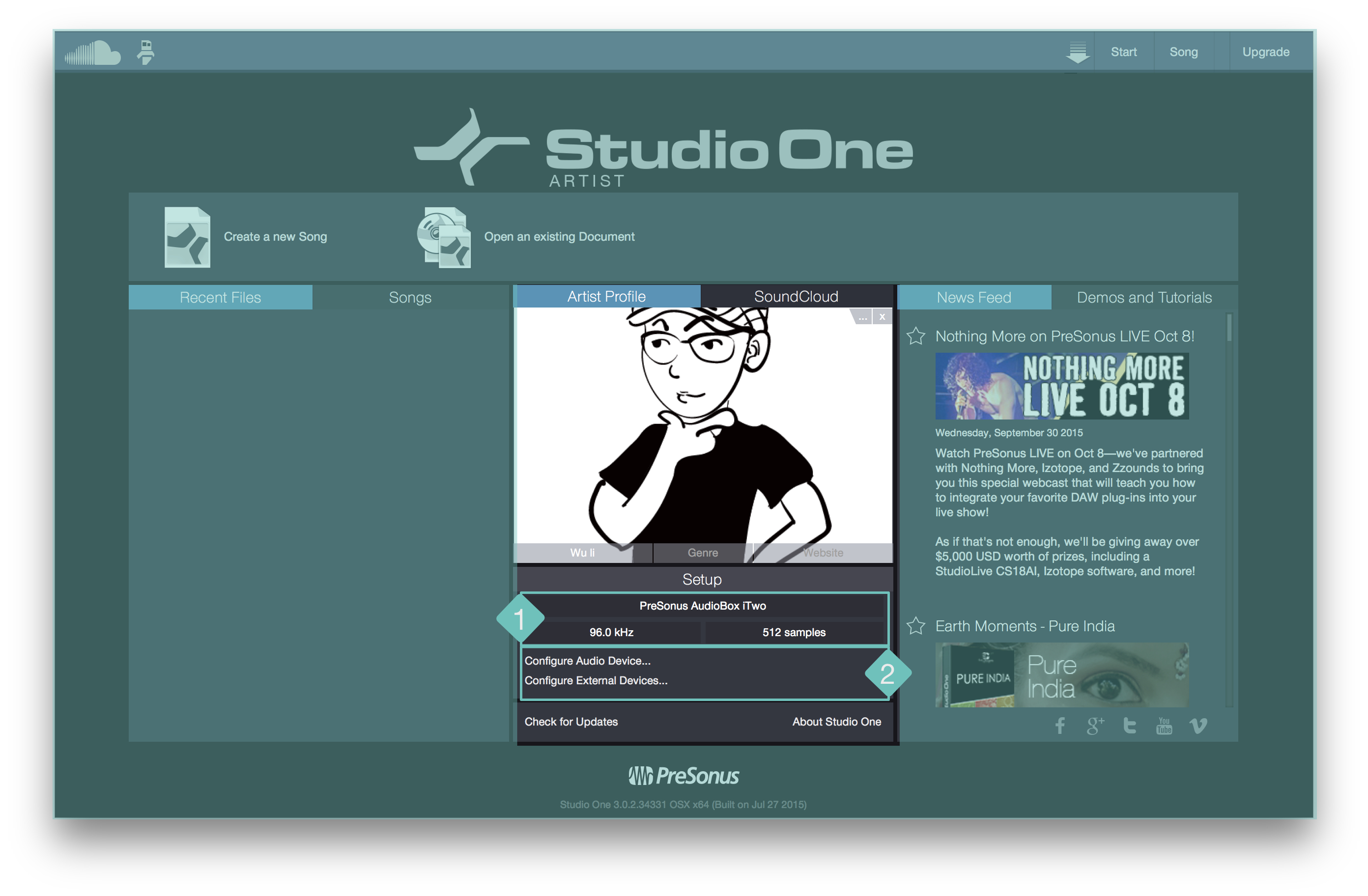 studio-one-start-page