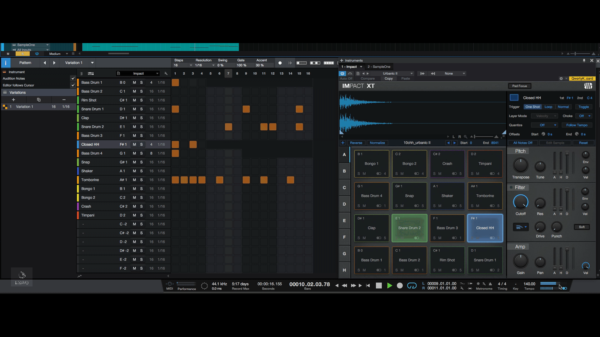 利用 Studio One 新增的 Patten 的功能，可以讓 MIDI 的編輯更快速！此功能不只對應節奏類的編輯，同時也支援 合成器 以及旋律類的樂句使用。