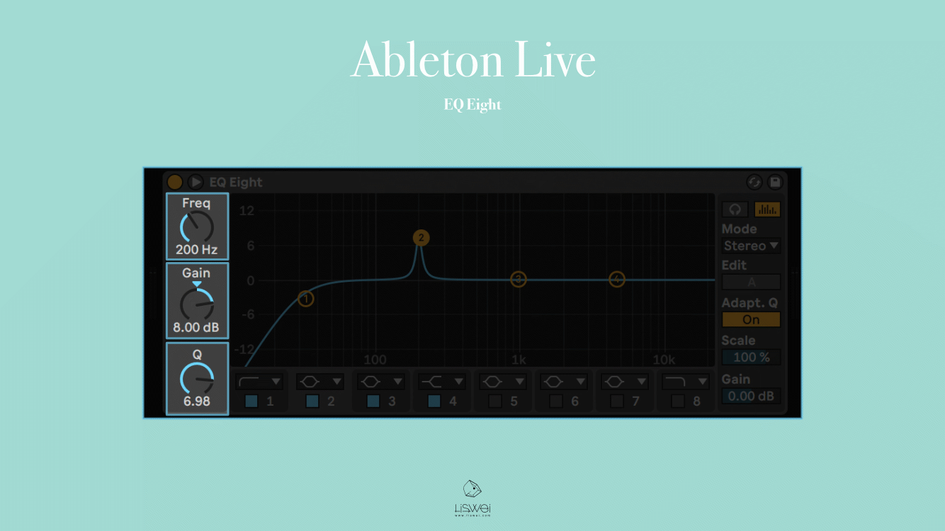 上圖為 Ableton Live 10 中的內建 EQ 插件